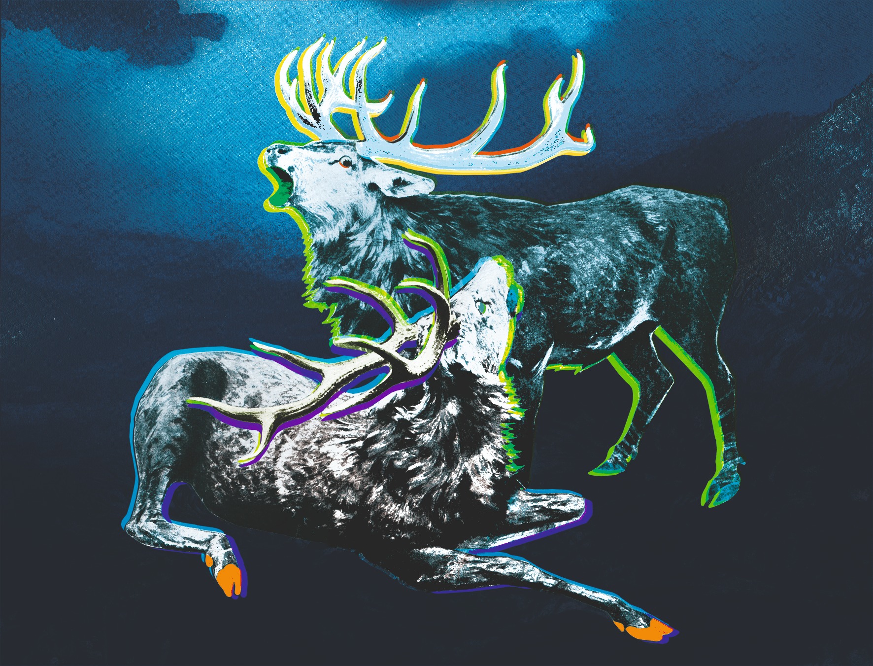 Funky Hunting colour study with deep blue ground