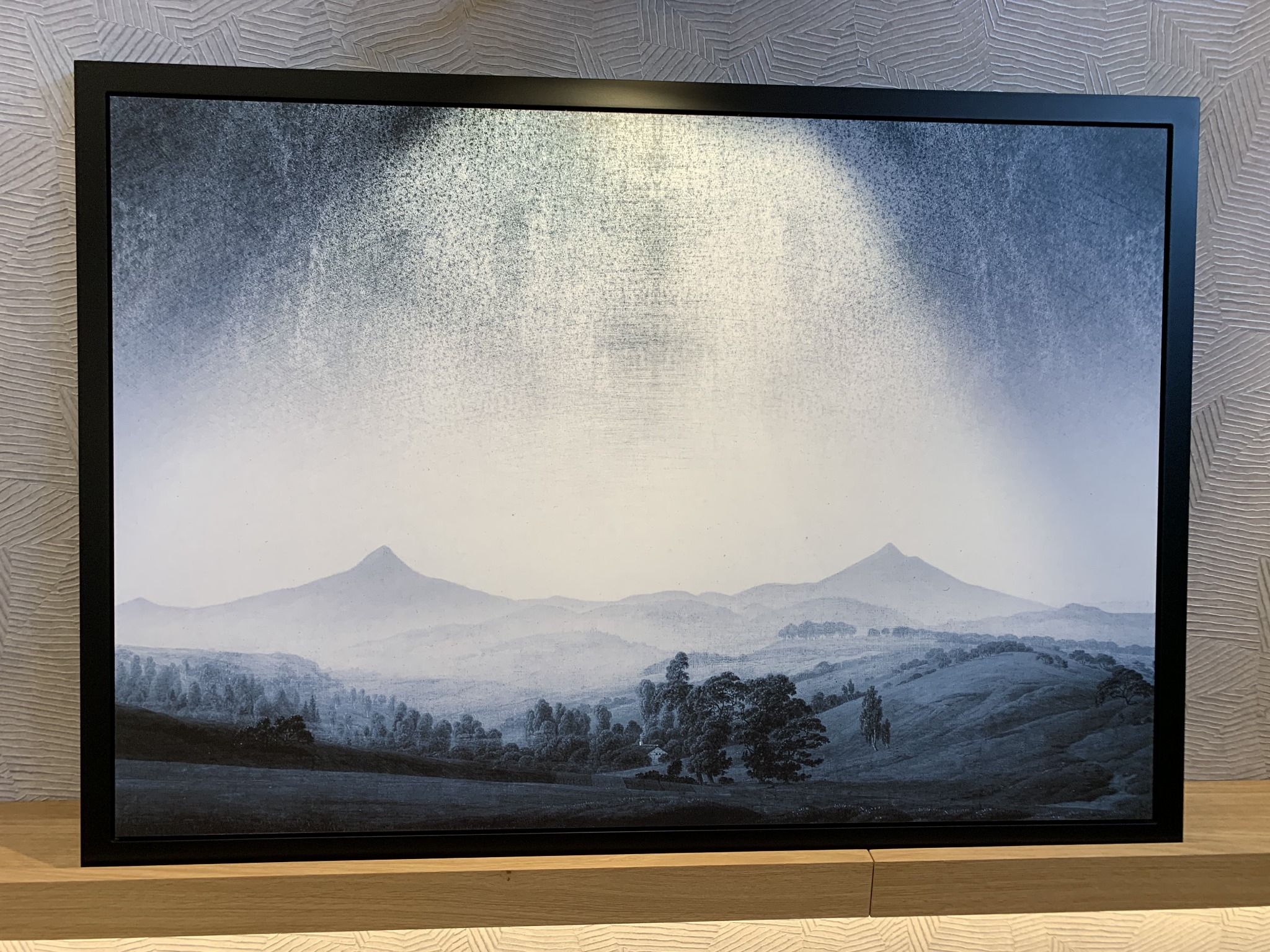 Blue-toned historical landscape artwork